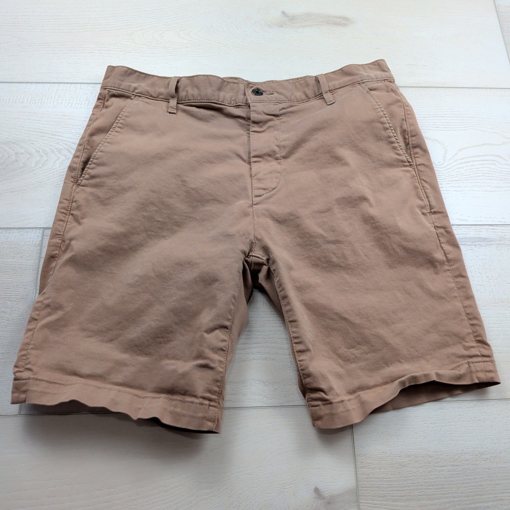 7 For All Mankind Mens Tan Brown Chino Shorts Casual Cotton Twill Size 32